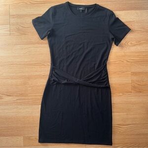 Theory Black Mini Dress with Short Sleeves and Twist Front Tie Size P (0-2)